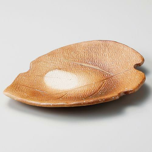 焼〆葉形皿 23×17×3.5cm 214-098