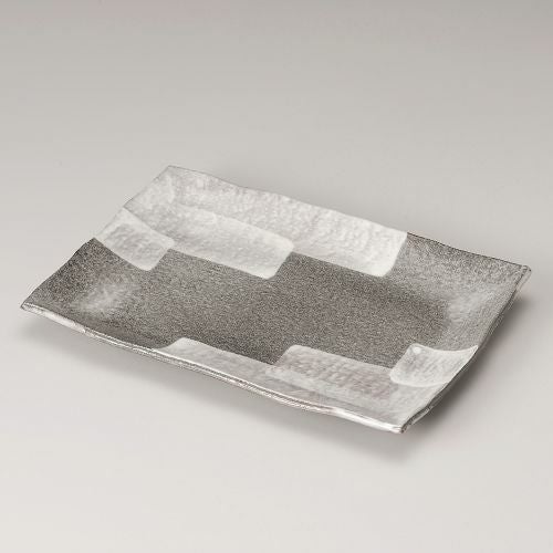 グレー刷毛目10号長角皿 31×21×3.5cm 234-059