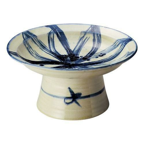 手造りゴス模様高台大皿 33.8×15cm 236-059