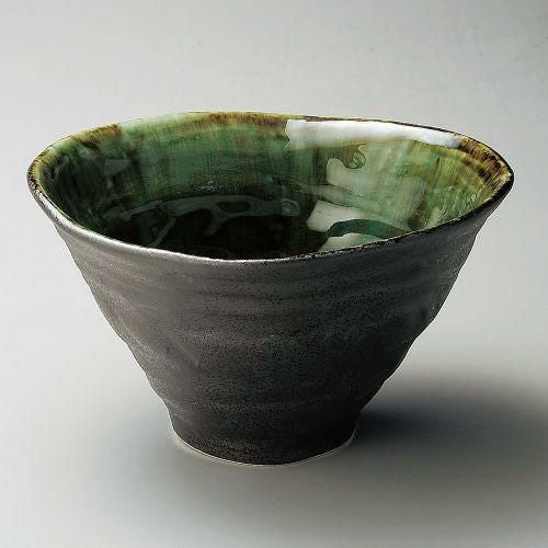 いぶし黒織部手造り鉢(大) φ21.5×12cm 254-139