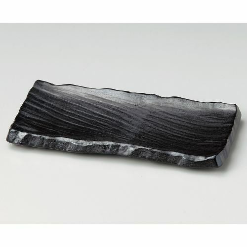 黒備前荒彫まな板皿 32.3×15.9×3.7cm 134-159