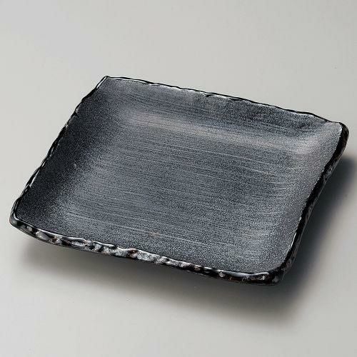 渕黒天目四角皿 22.2×22.2×3.5cm 187-109