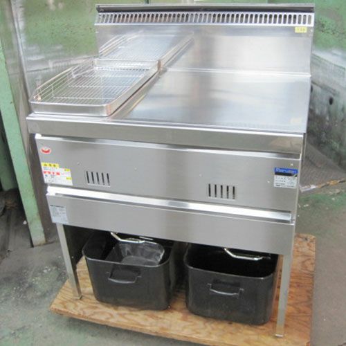 中古】二槽ガスフライヤー タニコー TGFL-A87CW 幅870×奥行600×高さ800