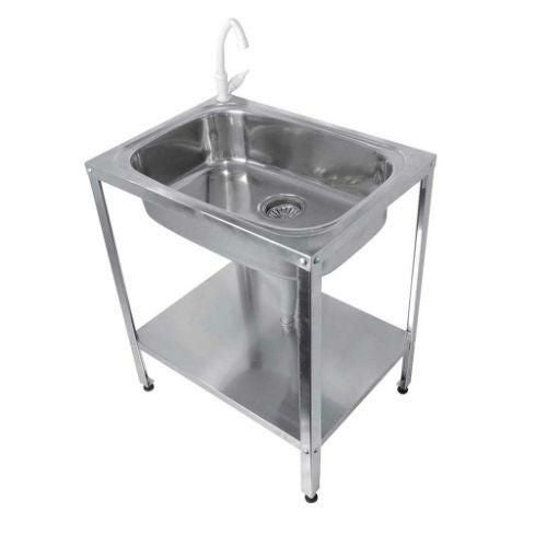 【ステンレス簡易流し台 蛇口付 ASN-601】 幅600×奥行430×高さ700(mm)【グループA】