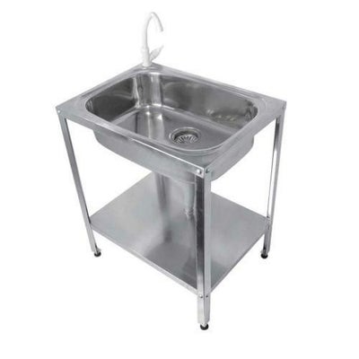 【ステンレス簡易流し台 蛇口付 ASN-601】 幅600×奥行430×高さ700(mm)【グループA】