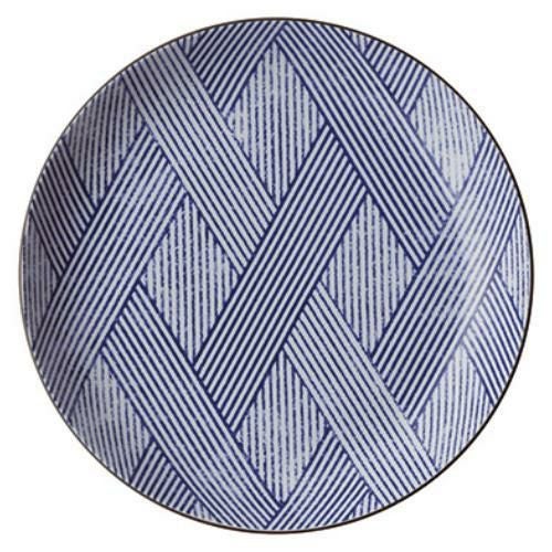 094-M006 縞格子 尺皿 φ31.2×4(cm)