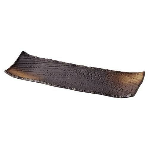 159-0041 備前吹き 枯山水 長角皿 大 41cm 41×13×4(cm)