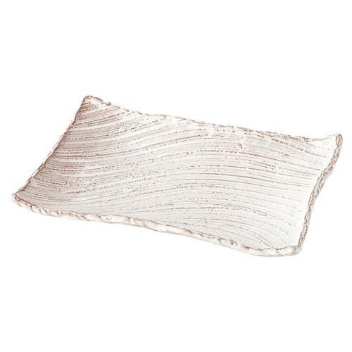 160-0039 紅粉引 枯山水 角皿31cm 31×21×4(cm)