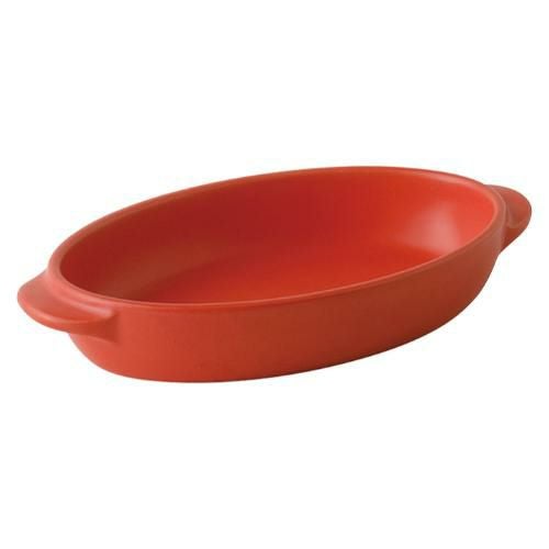 226-0152 赤 楕円グラタン(大) 23.5×13.2×4.1(cm)