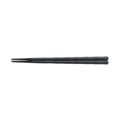 PBT樹脂塗箸 六角立荒彫 22.5cm グレー乾漆