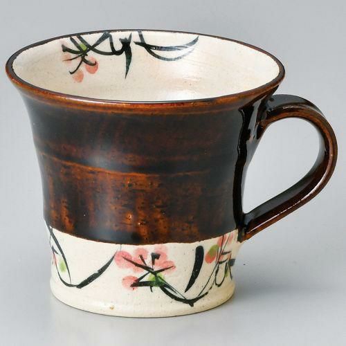 アメ釉草花マグ φ9.5×8.4cm(300cc) 552-019