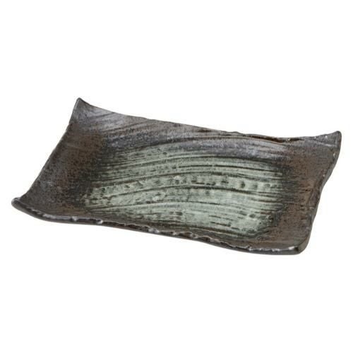 447-0040 蒼月 枯山水 角皿26cm 26×17.5×3.5(cm)