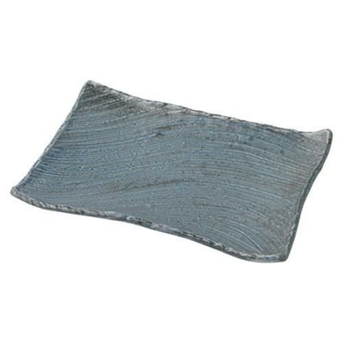 024-0039 わび 紺ねず 枯山水 角皿31cm 31×21×4(cm)