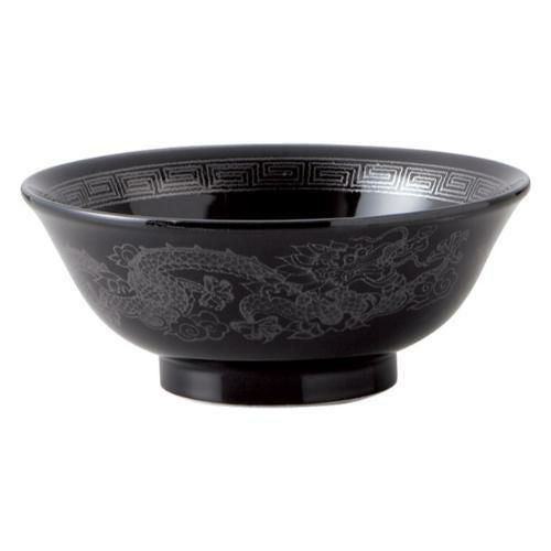 053-E027 黒釉銀竜紋 6.8高台丼 φ21.2×8.3(cm)
