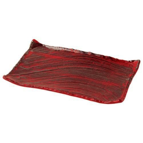 097-0038 根来 枯山水 角皿37cm 37×24.5×4(cm)