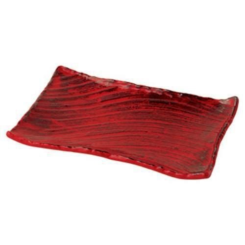 097-0039 根来 枯山水 角皿31cm 31×21×4(cm)