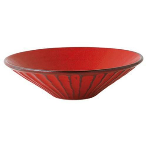 097-0157 根来 しのぎ浅鉢 大 φ24.5×6.6(cm)