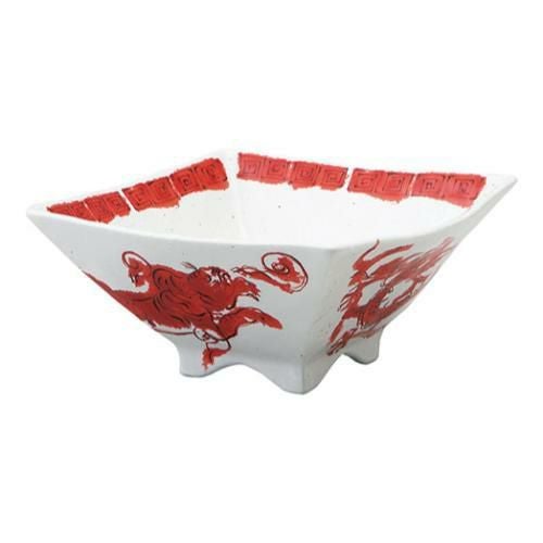 163-0017 龍虎 赤 7.0四角丼 21×20.5×10(cm)