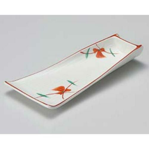 赤絵竹型向付 23×11.5×3.7cm 025-249