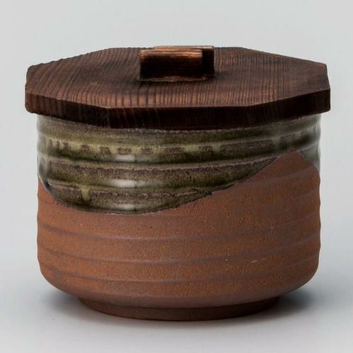 織部流し茶マット飯器 φ10.5×7.8cm 342-139