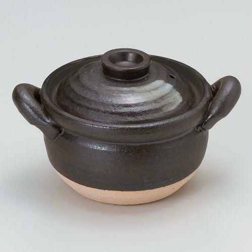 黒陶刷毛目4号多用深鍋 16×φ12.5×10.5cm(650cc)(身7.8cm) 386-209