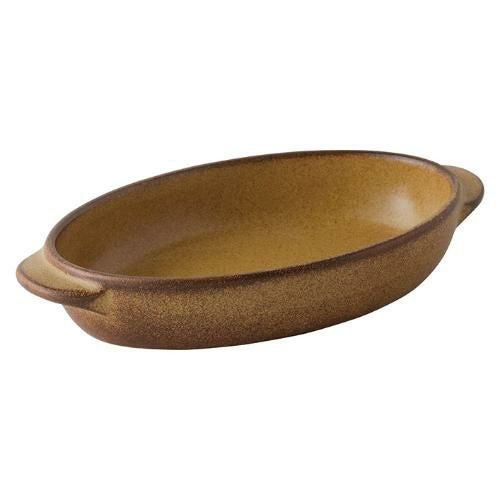 225-0151 薄茶 楕円グラタン(小) 18.7×11×3.6(cm)