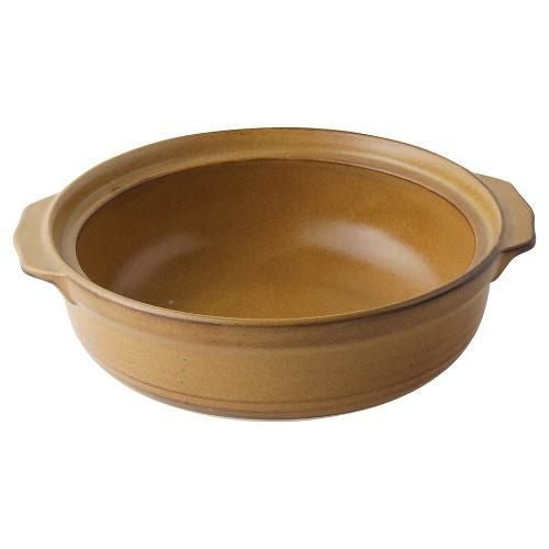 225-0176 土鍋 8号 薄茶 28×24.8×8(cm)