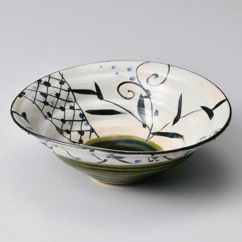 青草紋織部楕円盛鉢 21×20×7.3cm 251-169