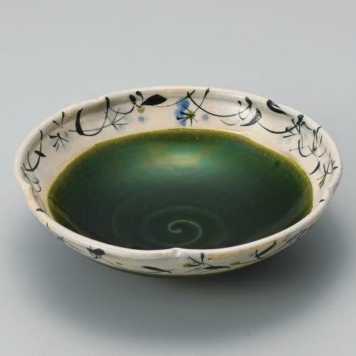 織部草花輪花7.0鉢 φ20.3×5.5cm 254-119