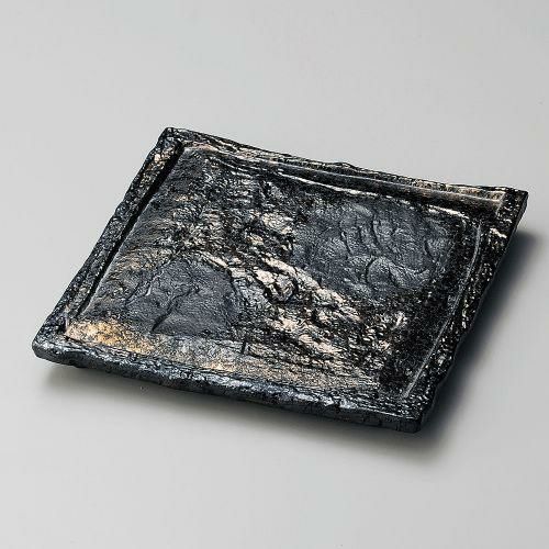 炭化金吹四角台皿(小) 20.5×20.5×2cm 184-119