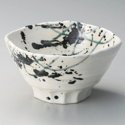 粉引墨吹5.5三ツ押丼 φ16.5×9.5cm 319-349