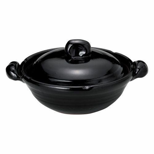 黒釉(手造)8号鍋 31×φ25×15cm(1400cc)(身8.8cm) 381-089