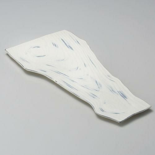 炭化土粉引木目13.0皿 40.5×20×1.6cm 165-089