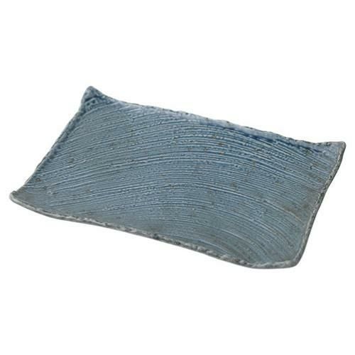 024-0038 わび 紺ねず 枯山水 角皿37cm 37×24.5×4(cm)