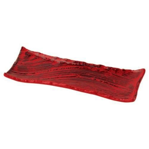 097-0042 根来 枯山水 長角皿 中 31cm 31×12.5×3(cm)