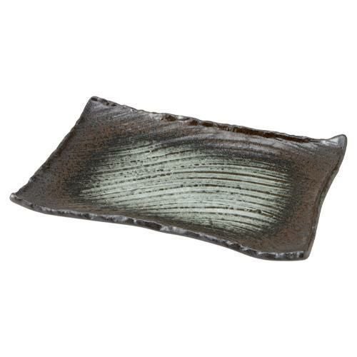 447-0039 蒼月 枯山水 角皿31cm 31×21×4(cm)