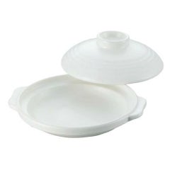 燕舞 耐熱素焼深型土鍋 白塗 19cm