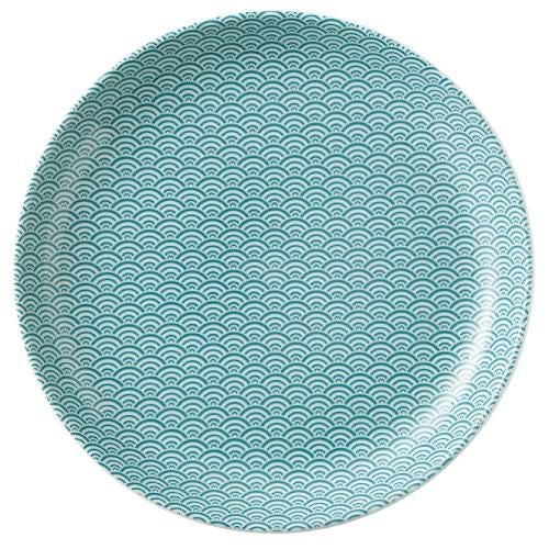 青海波 23cm丸皿 緑【まとめ買い商品】
