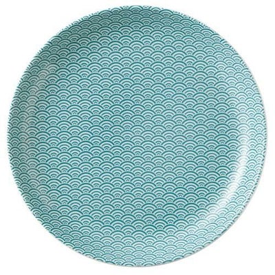 青海波 23cm丸皿 緑【まとめ買い商品】
