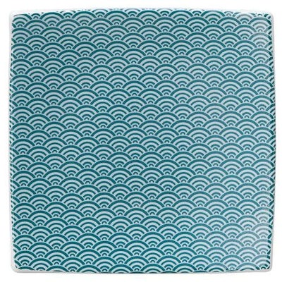 青海波 15.5cmスクエアープレート 緑【まとめ買い商品】