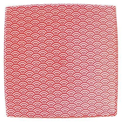 青海波 15.5cmスクエアープレート 赤【まとめ買い商品】