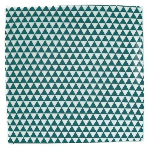 山格子 19.5cmスクエアープレート 緑【まとめ買い商品】