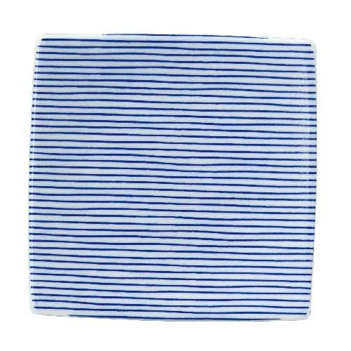 細縞 13.5cmスクエアープレート 青【まとめ買い商品】