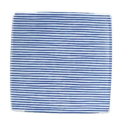 細縞 13.5cmスクエアープレート 青【まとめ買い商品】