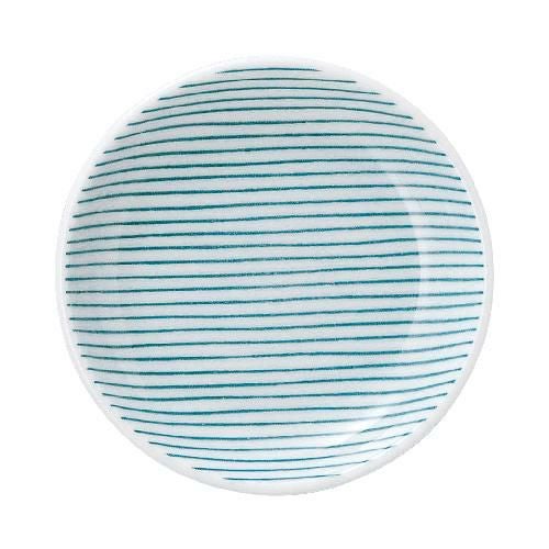 細縞 13cm丸皿 緑【まとめ買い商品】