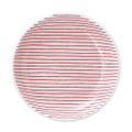 細縞 13cm丸皿 赤【まとめ買い商品】