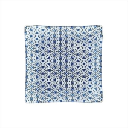 麻の葉 ブルー 13.5cm正角皿 ブルー【まとめ買い商品】
