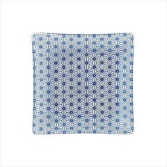 麻の葉 ブルー 13.5cm正角皿 ブルー【まとめ買い商品】
