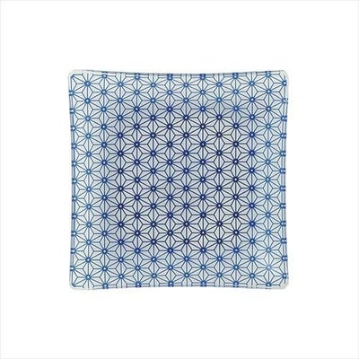 麻の葉 ブルー 13.5cm正角皿 ブルー【まとめ買い商品】
