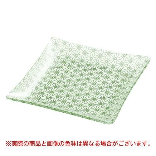 麻の葉 グリーン 13.5cm正角皿 グリーン【まとめ買い商品】